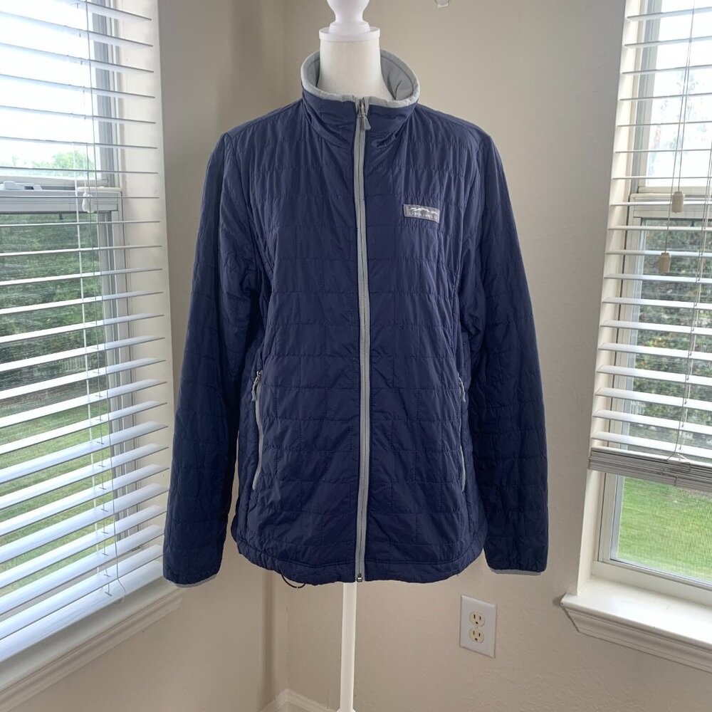 Lauren James Womens Jacket XL Blue Preptec Quilted Full Zip Nylon Windbreaker